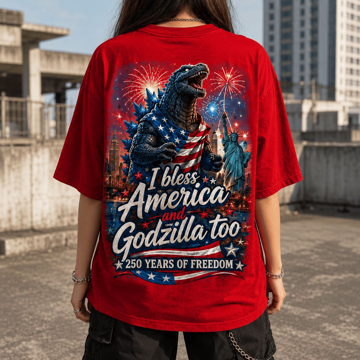 Giant Kaiju Monster America 250 Years Freedom - Personalized Shirt - Gift For Family - image 5