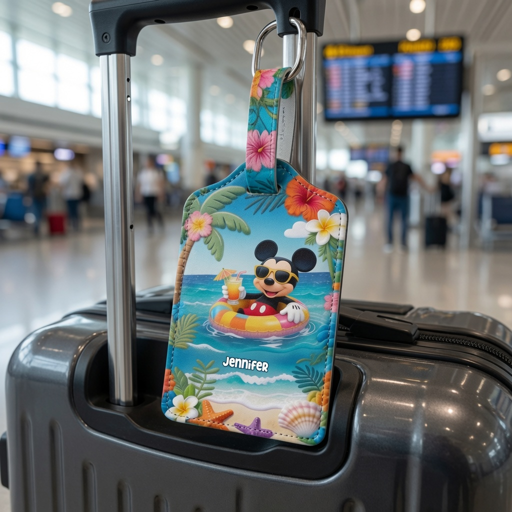 Summer Vibes Magic Mouse - Personalized Passport Holder & Luggage Tag Set - Vacation Gift for Travelers - MkMo - image 5