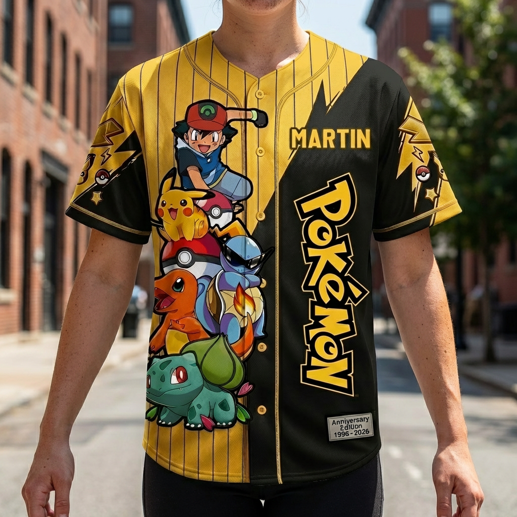 PoMo Celebrate 30 Years Of Catching Them All - Personalized Baseball Jersey - Anniversary Gift For Movie Fans NL122