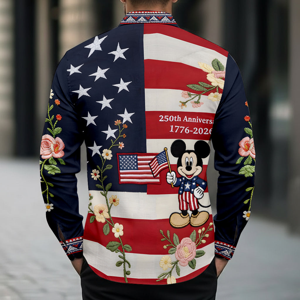 MkMo Magic Mouse Celebrate 250 Years Of America - Personalized Button-Up Shirt - Gift For Her, Patriots