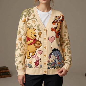 DSNY Honey Bear Celebrate 100th Anniversary Custom Name For Her - Personalized Knitted Cardigan-DN2508261116
