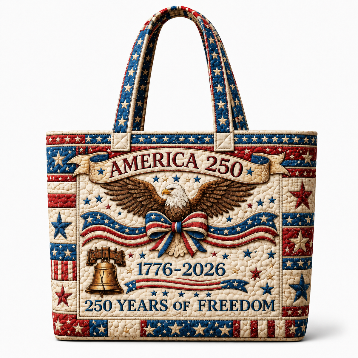 America 250 Years Freedom Liberty Bell Eagle - Quilted Tote Bag - Gift For Her - image 3