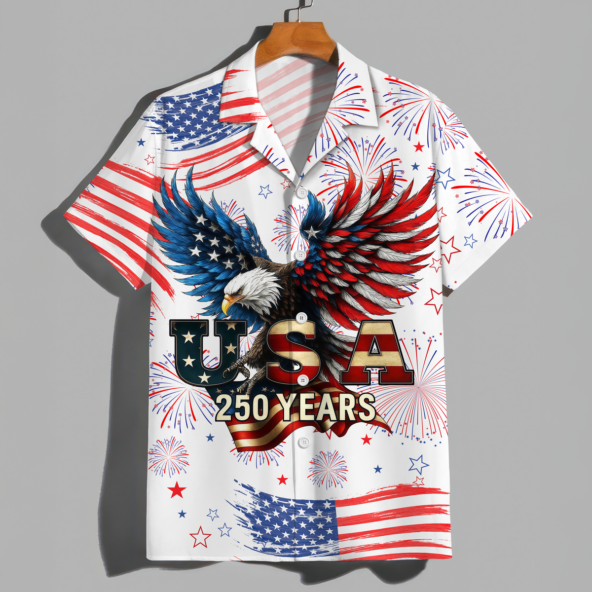 Patriotic Bald Eagle USA 250 Years - Hawaiian Shirt - Gift for Dad, Husband, Grandpa HN02 - image 5