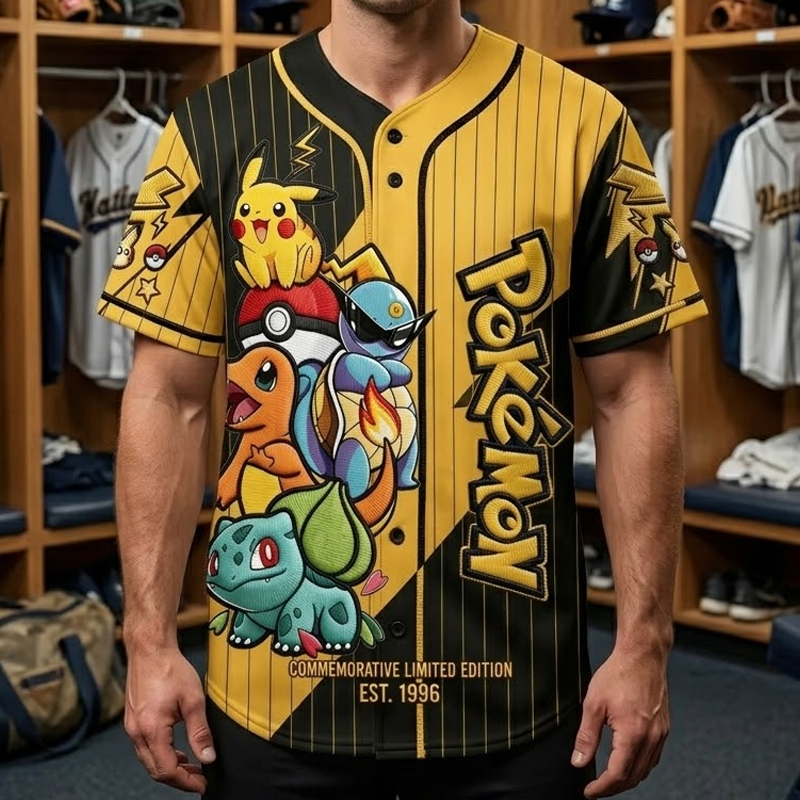 PoMo Celebrate 30 Years Of Catching Them All - Personalized Baseball Jersey - Special Gift For Movie Fans - image 6