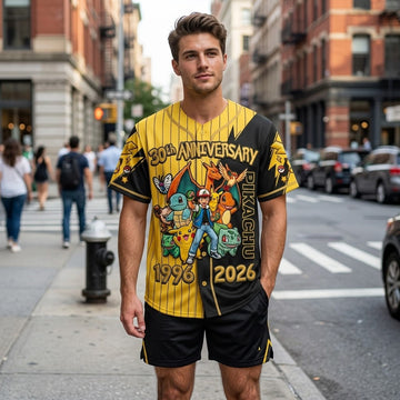 PoMo Celebrate 30 Years Of Catching Them All - Personalized Baseball Jersey For Adult, Kid, Toddler - Anniversary Gift For Movie Fans NL122