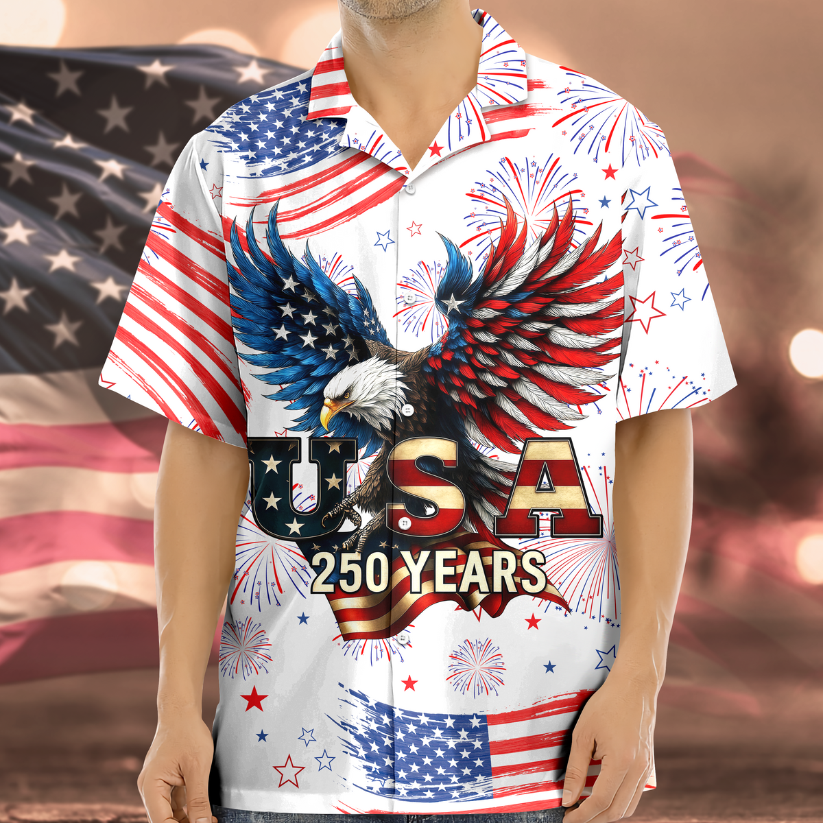 Patriotic Bald Eagle USA 250 Years - Hawaiian Shirt - Gift for Dad, Husband, Grandpa HN02 - image 6