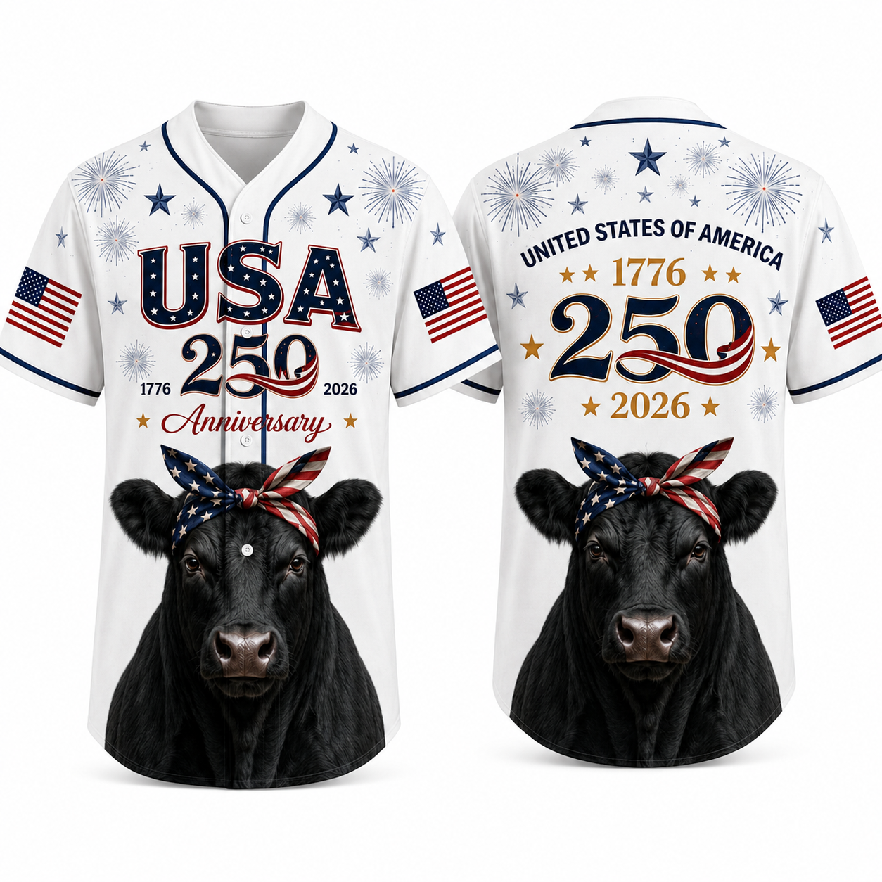 Angus Cow USA 250th Anniversary Bandana - Personalized Baseball Jersey - Gift For Family - image 7