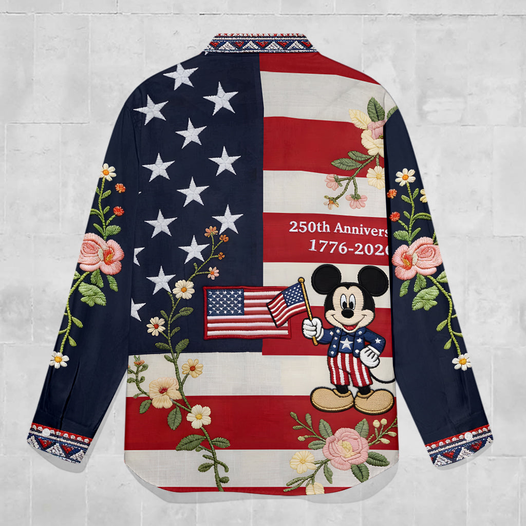MkMo Magic Mouse Celebrate 250 Years Of America - Personalized Button-Up Shirt - Gift For Her, Patriots