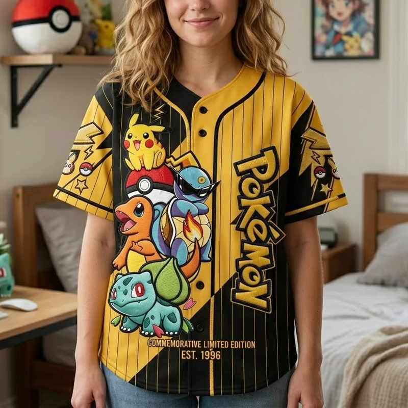 PoMo Celebrate 30 Years Of Catching Them All - Personalized Baseball Jersey - Special Gift For Movie Fans - image 7