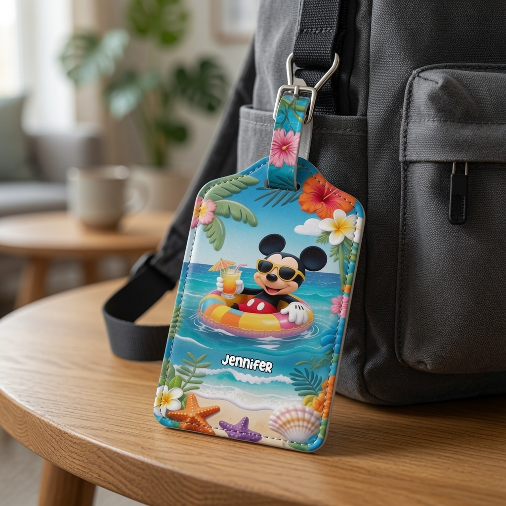 Summer Vibes Magic Mouse - Personalized Passport Holder & Luggage Tag Set - Vacation Gift for Travelers - MkMo - image 7