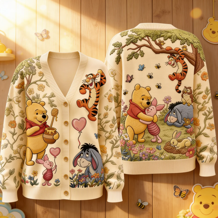 DSNY Honey Bear Celebrate 100th Anniversary Custom Name For Her - Personalized Knitted Cardigan-DN2508261116