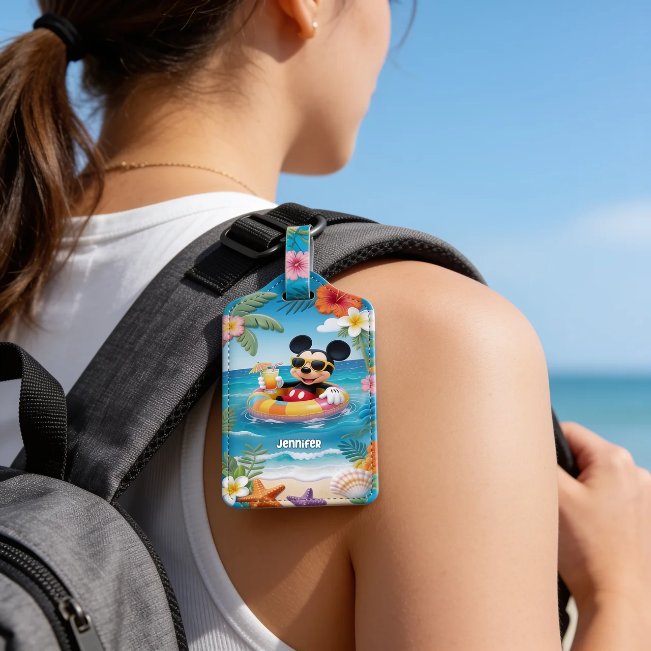 Summer Vibes Magic Mouse - Personalized Passport Holder & Luggage Tag Set - Vacation Gift for Travelers - MkMo - image 6