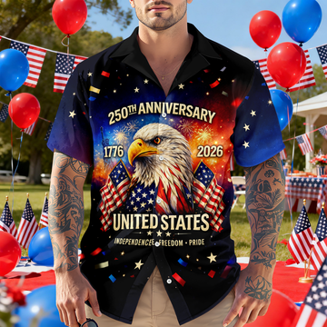 Happy 250th Anniversary United States - Personalized Hawaiian Shirt - Gift for Dad, Husband, Grandpa HN02