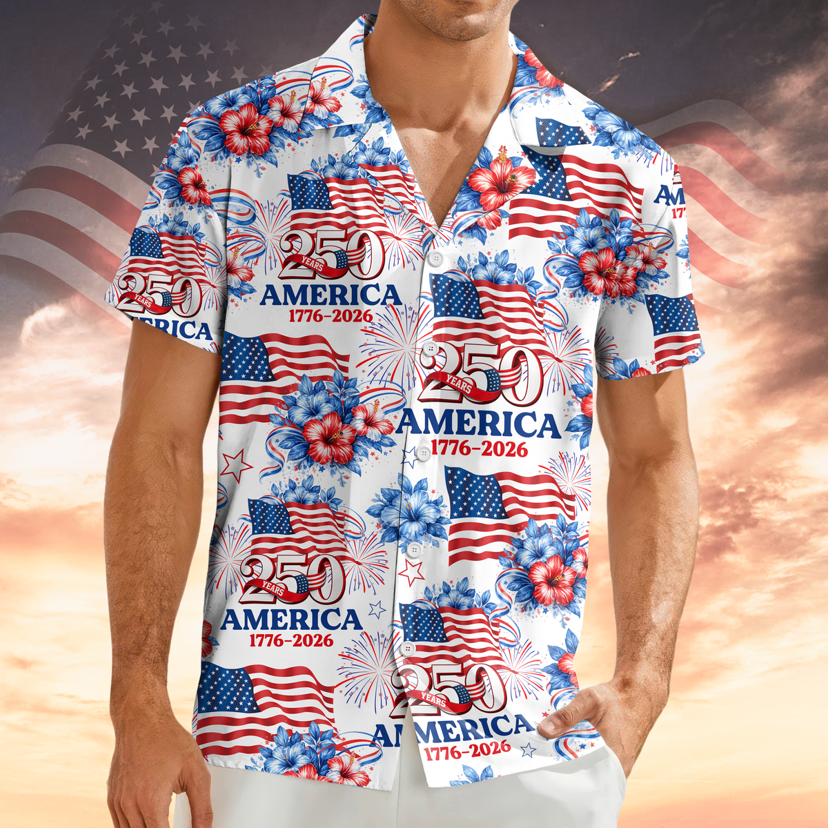 250 Years America 1776-2026 Patriotic - Personalized Hawaiian Shirt - Gift for Dad, Husband, Grandpa HN02