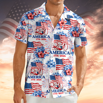 250 Years America 1776-2026 Patriotic - Personalized Hawaiian Shirt - Gift for Dad, Husband, Grandpa HN02