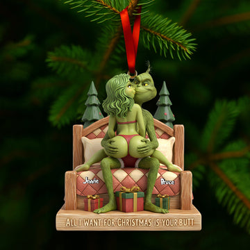 Grch Green Monster All I Want For Christmas - Personalized Acrylic Ornament - Christmas Gift For Couple | HH01