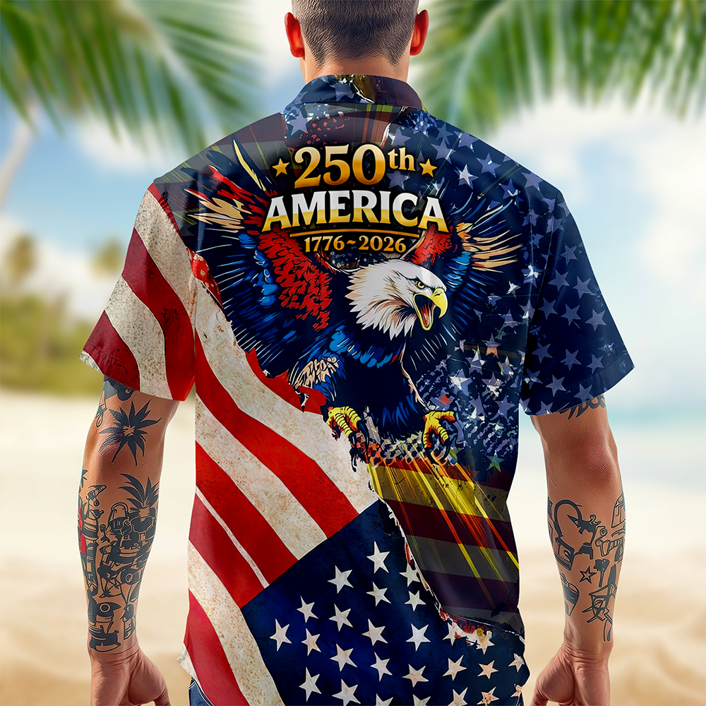Patriotic 250th America 1776-2026 Eagle - Hawaiian Shirt - Gift for Dad, Husband, Grandpa HN02 - image 2