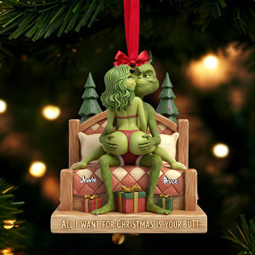 Grch Green Monster All I Want For Christmas - Personalized Acrylic Ornament - Christmas Gift For Couple | HH01