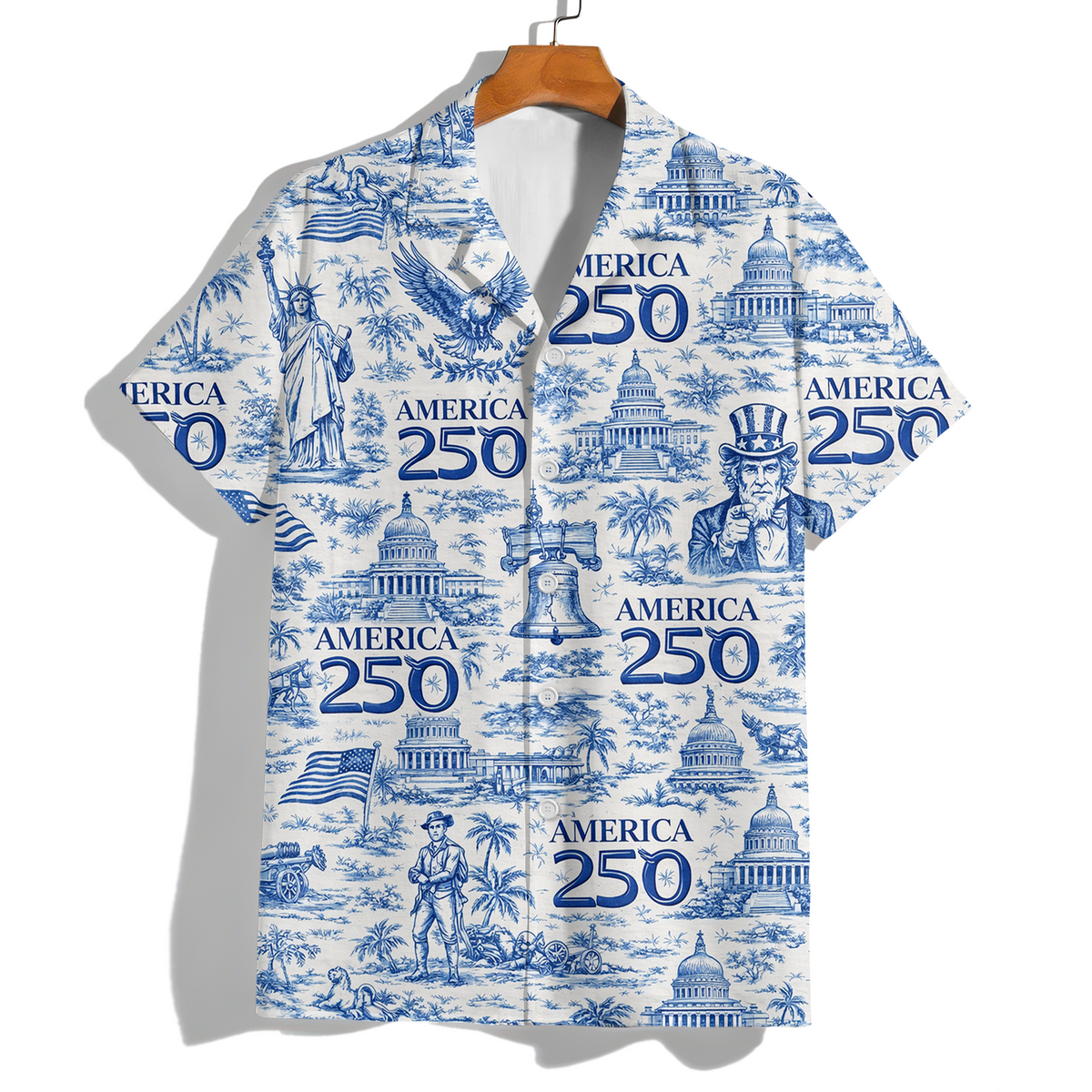 America 250th Anniversary Toile De Jouy Style - Hawaiian Shirt - Gift for Dad, Husband, Grandpa HN02 - image 3