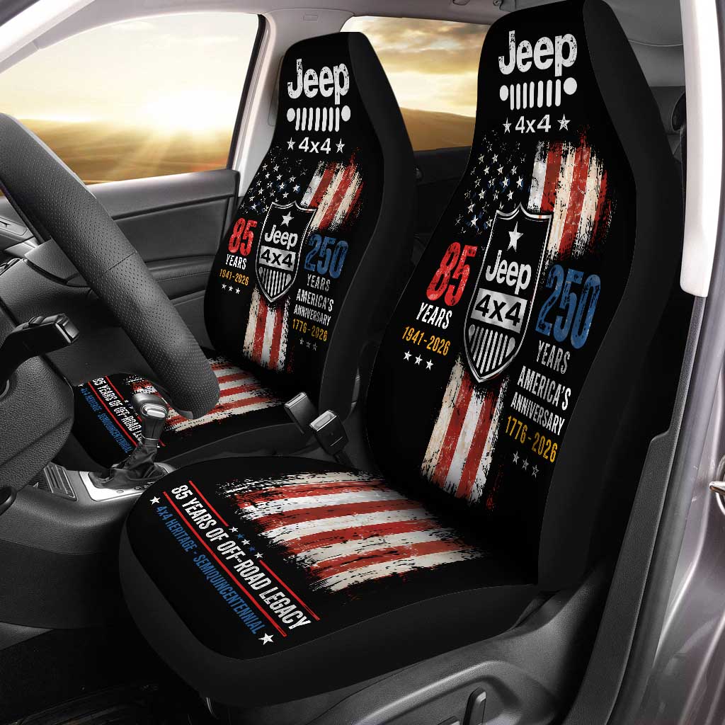 Jeep 85th Anniversary & US 250th Anniversary Car Seat Covers Set Of 2