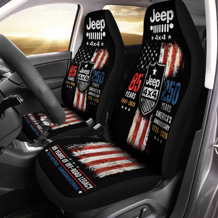 Jeep 85th Anniversary & US 250th Anniversary Car Seat Covers Set Of 2