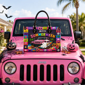 Jeep Summerween Halloween Ghost Beach Personalized Leather Handbag-DN2808261126