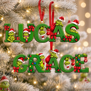 Cute Grouchy Mischief Alphabet Christmas Acrylic Ornament - Personalized Christmas Gifts TGrin-TN1709262157