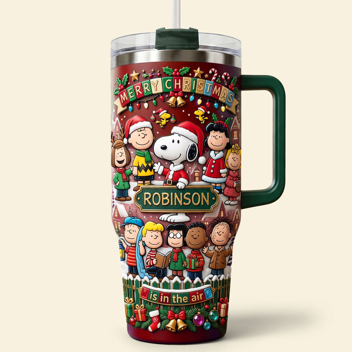 NL122 PeNu Merry Christmas Custom Name Gift For Movie Fans - Personalized Tumbler With Handle