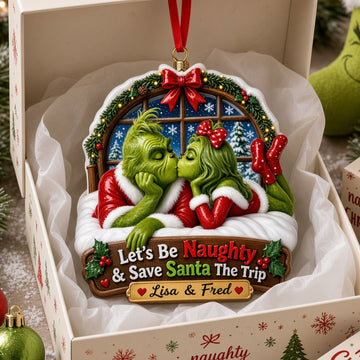 Let's Be Naughty Christmas Ornament - Personalized Gifts For Couple TGrin-TN1709262214