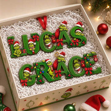 Cute Grouchy Mischief Alphabet Christmas Acrylic Ornament - Personalized Christmas Gifts TGrin-TN1709262157