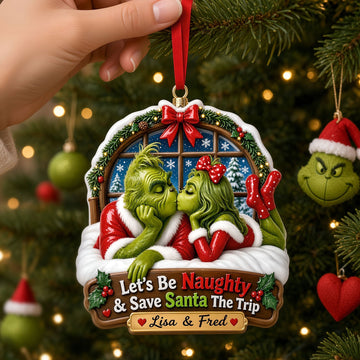 Let's Be Naughty Christmas Ornament - Personalized Gifts For Couple TGrin-TN1709262214