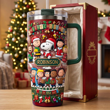NL122 PeNu Merry Christmas Custom Name Gift For Movie Fans - Personalized Tumbler With Handle