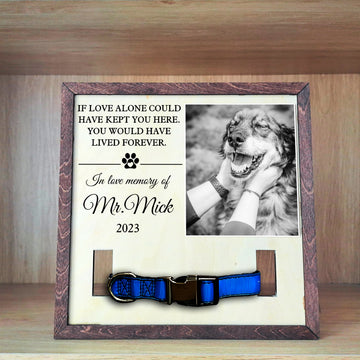litzzy Wooden Frame with Collar Holder - A Remembrance Gift for Dogs, Offering Comfort and Support in Times of Loss Pet Picture Frame   