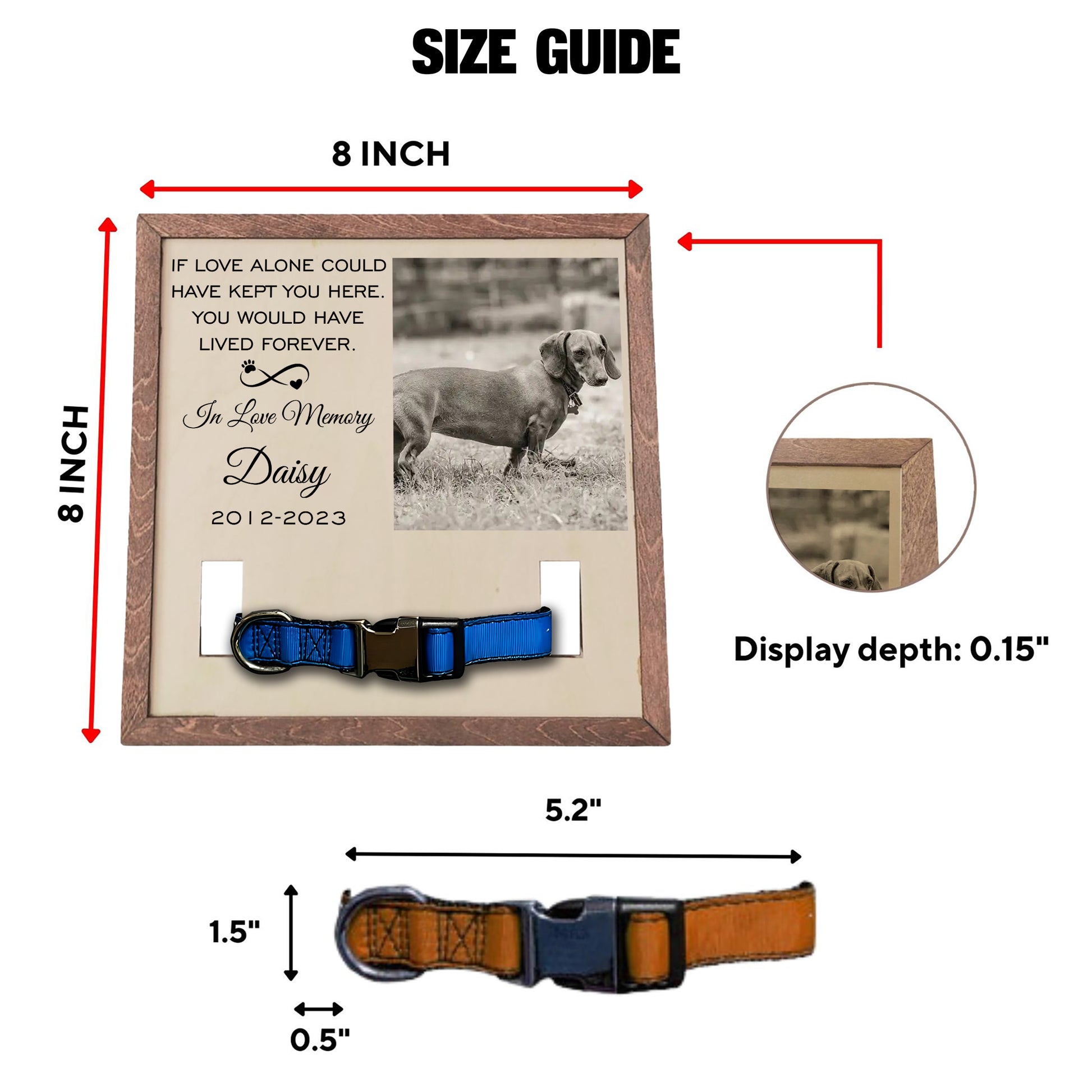 litzzy Puppy Memorial Wood Frame With Collar Holder Dog Loss Gift Dog Bereavement Gift Dog Memorial Gifts Pet Loss Gifts Pet Sympathy Gift Pet Picture Frame   