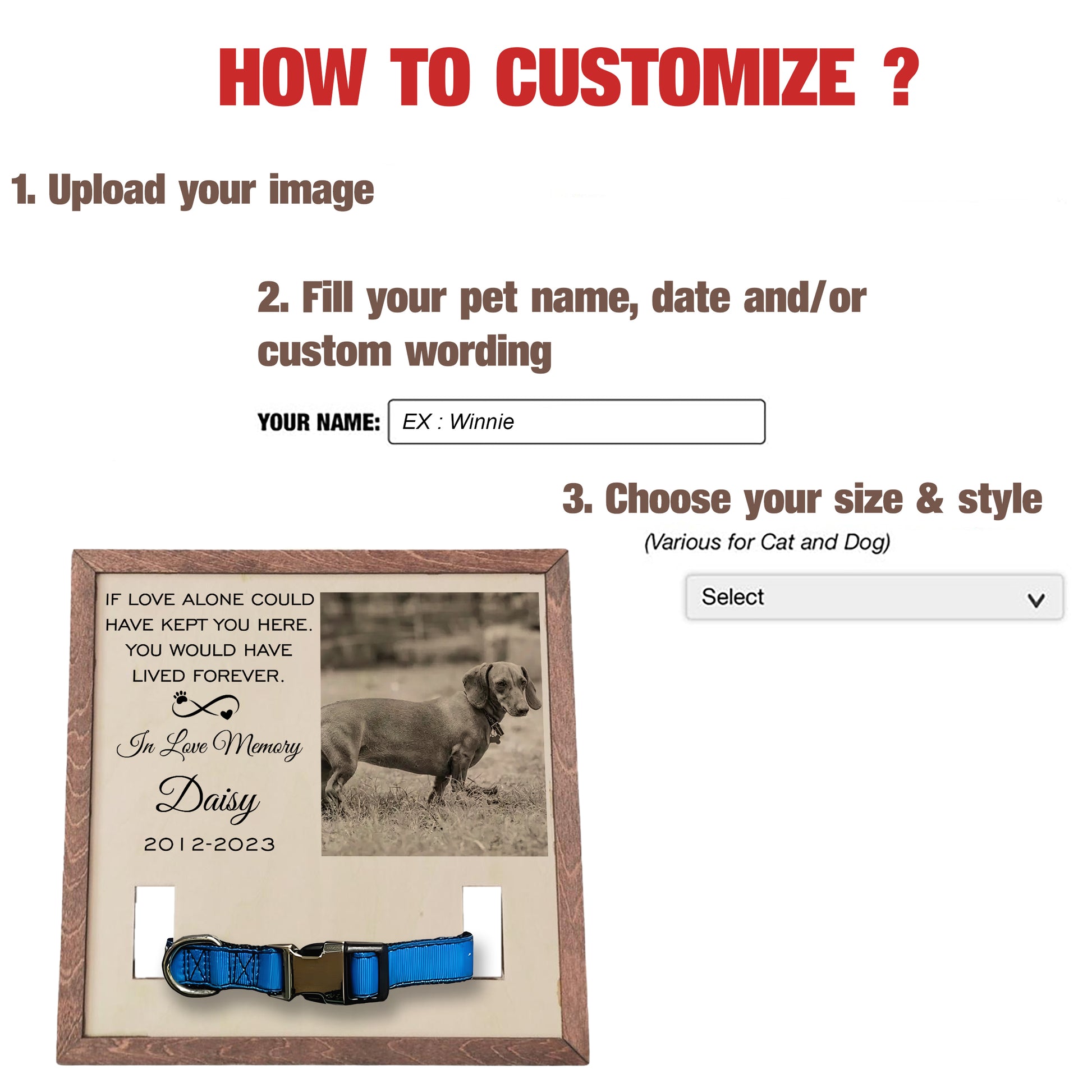 litzzy Puppy Memorial Wood Frame With Collar Holder Dog Loss Gift Dog Bereavement Gift Dog Memorial Gifts Pet Loss Gifts Pet Sympathy Gift Pet Picture Frame   