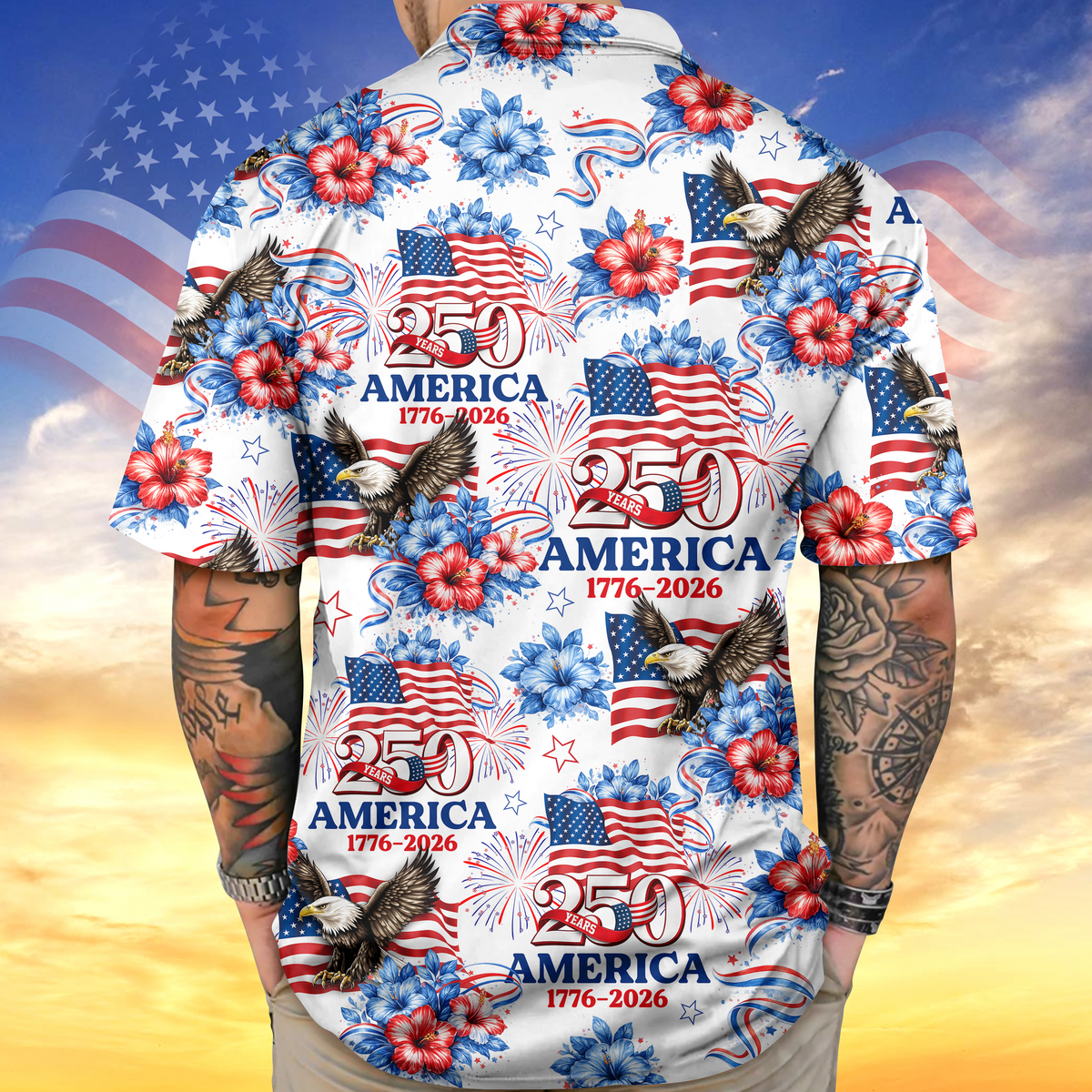 250 Years America 1776-2026 Patriotic - Personalized Hawaiian Shirt - Gift for Dad, Husband, Grandpa HN02 - image 3