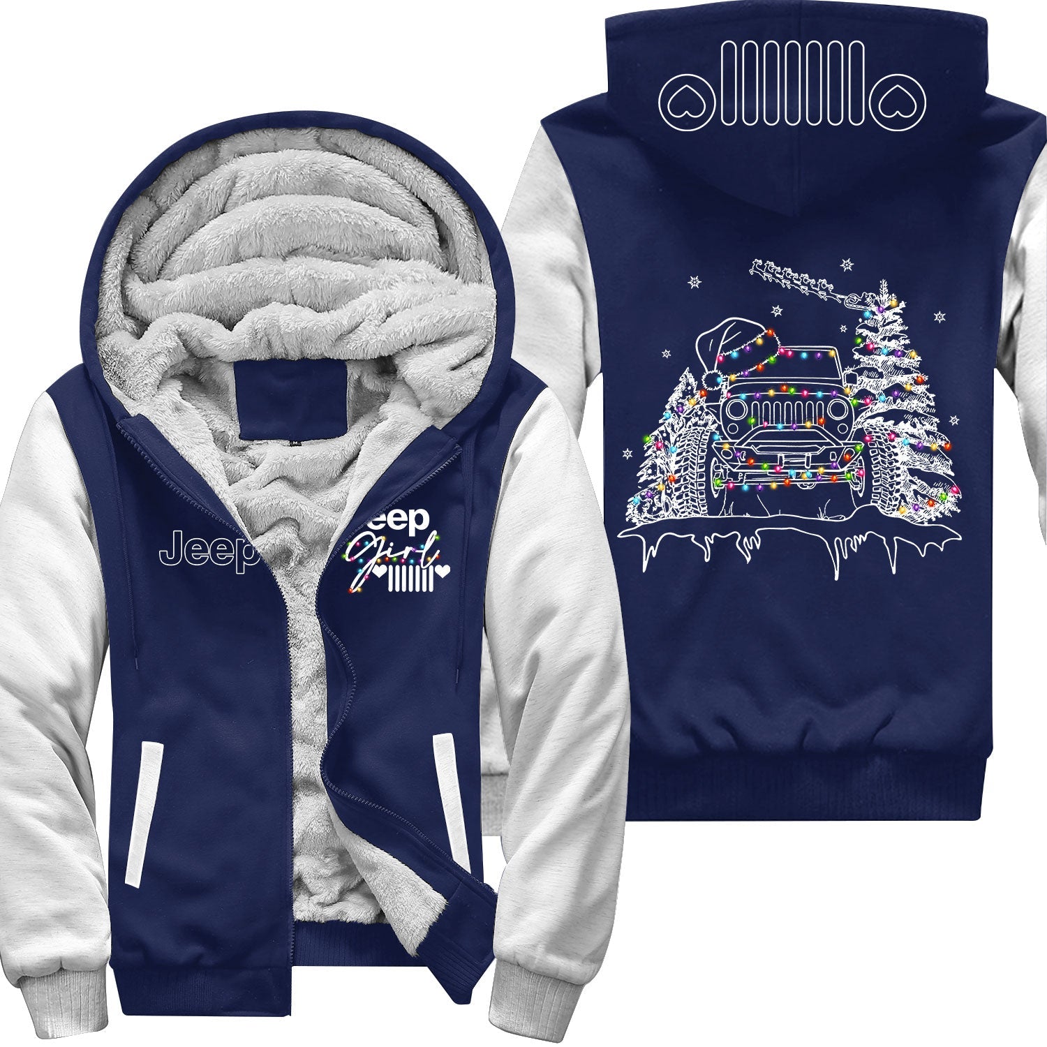 Jeep Girl Grille Icon Christmas Zip Hoodie Supler Store