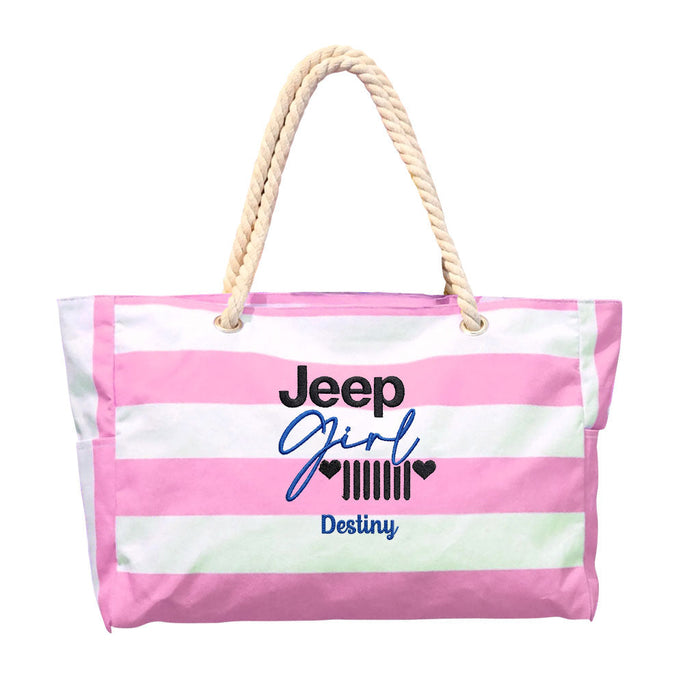 Jeep Girl Embroidered Beach Bag Custom Beach Tote TN2407261635