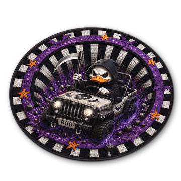 Jeep Halloween Grim Reaper 3D Illusion Round Rug-DN2808261038