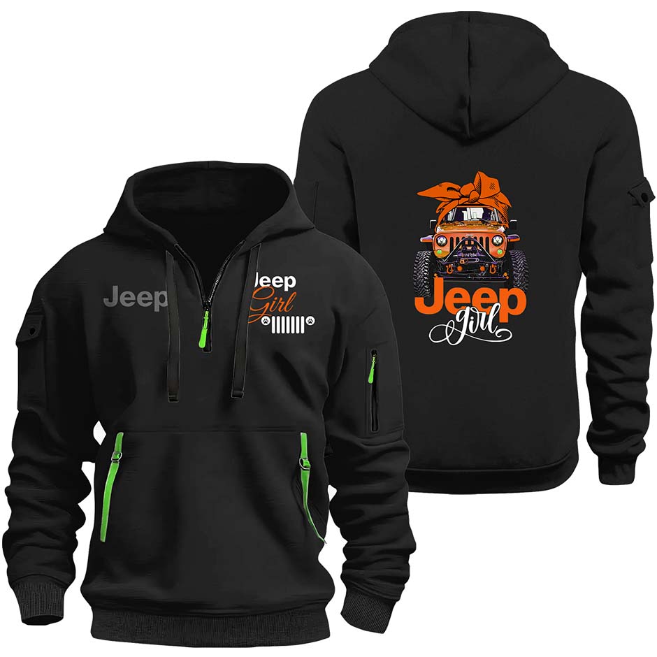 Multicolor Offroad Girl Adventure Quarter Zip Hoodie