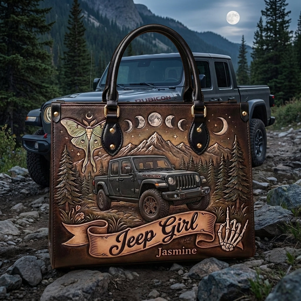 Jeep Girl By Night Personalized Leather Bag + Free Wallet TN2407261358