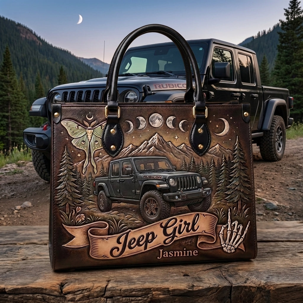 Jeep Girl By Night Personalized Leather Bag + Free Wallet TN2407261358