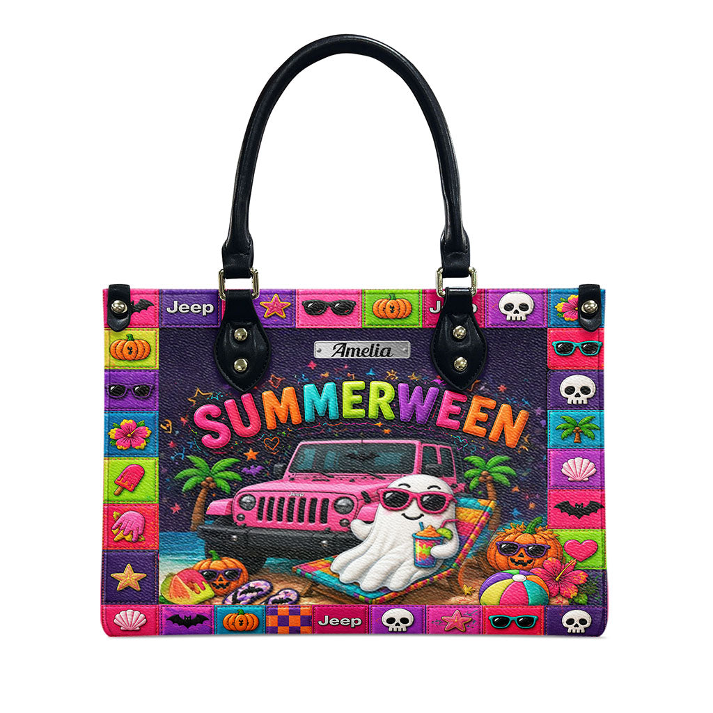 Jeep Summerween Halloween Ghost Beach Personalized Leather Handbag-DN2808261126