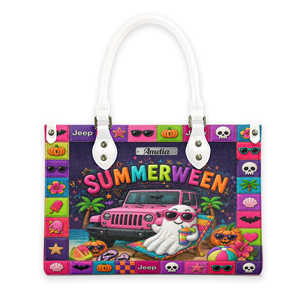 Jeep Summerween Halloween Ghost Beach Personalized Leather Handbag-DN2808261126