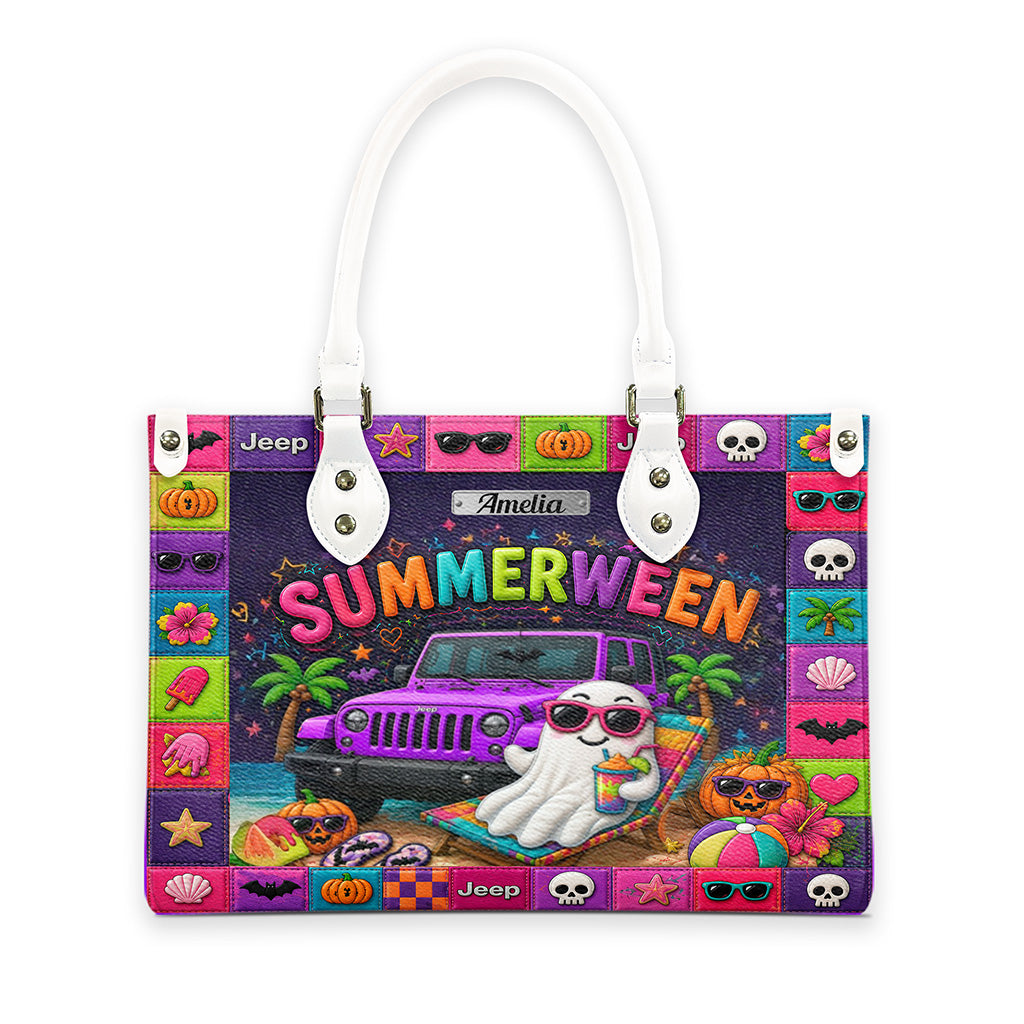 Jeep Summerween Halloween Ghost Beach Personalized Leather Handbag-DN2808261126