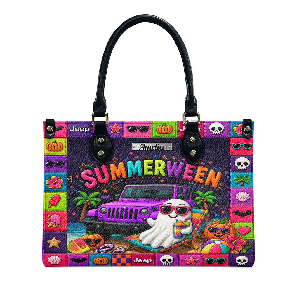 Jeep Summerween Halloween Ghost Beach Personalized Leather Handbag-DN2808261126
