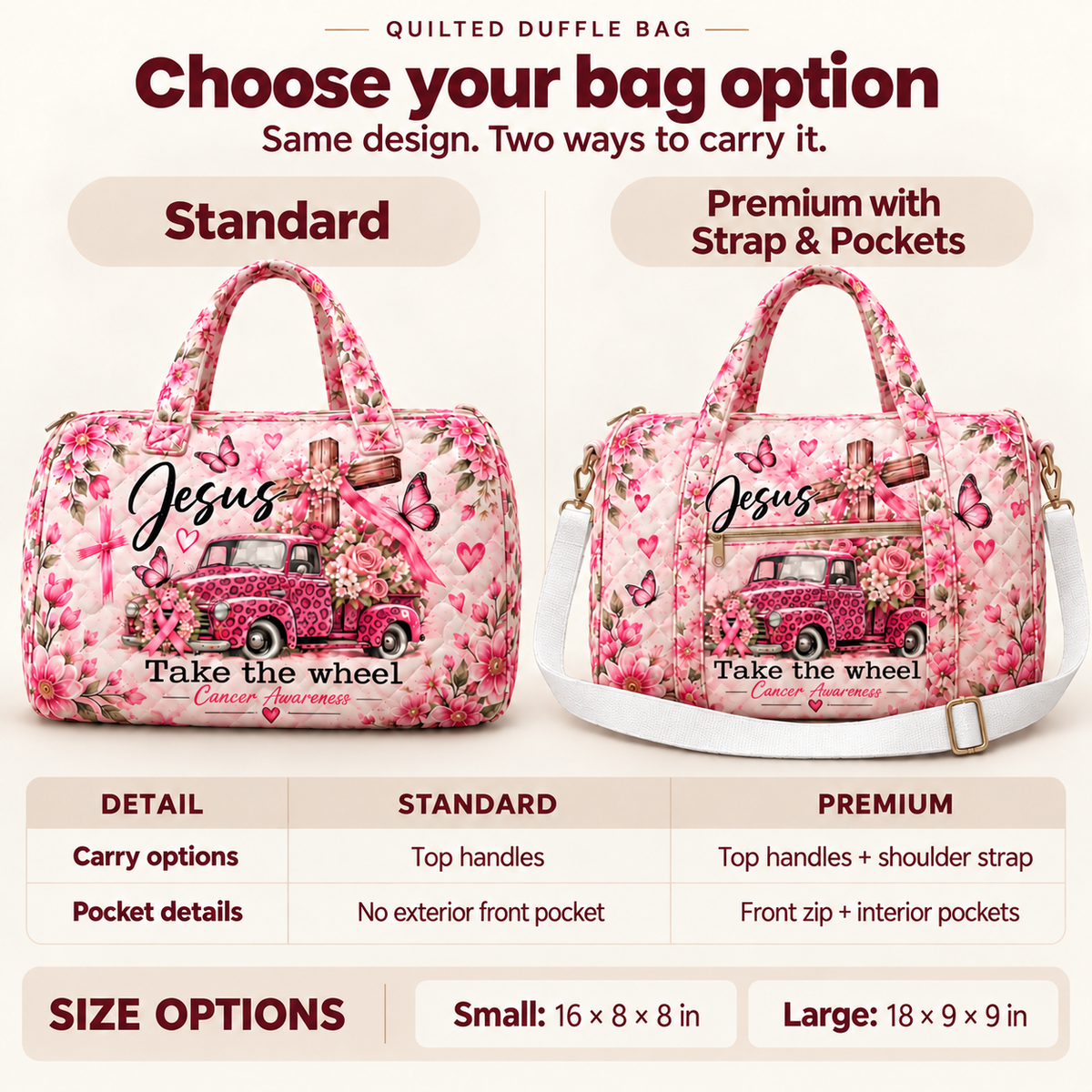 Let Me Tell You About My Jesus Gift For Her - Personalized Quilted Duffle Bag
