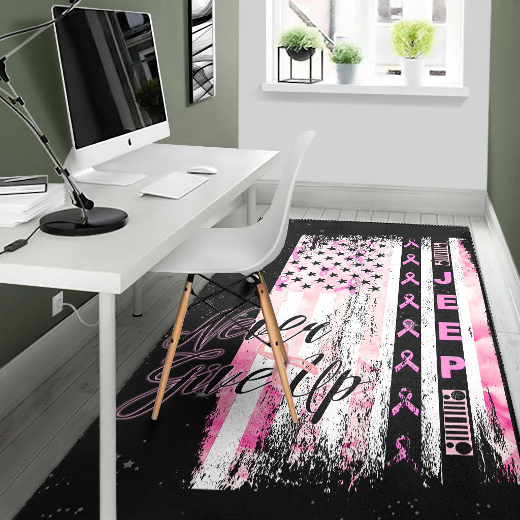 JEEP Breast Cancer - Area Rug Flag American with Flowers LT13