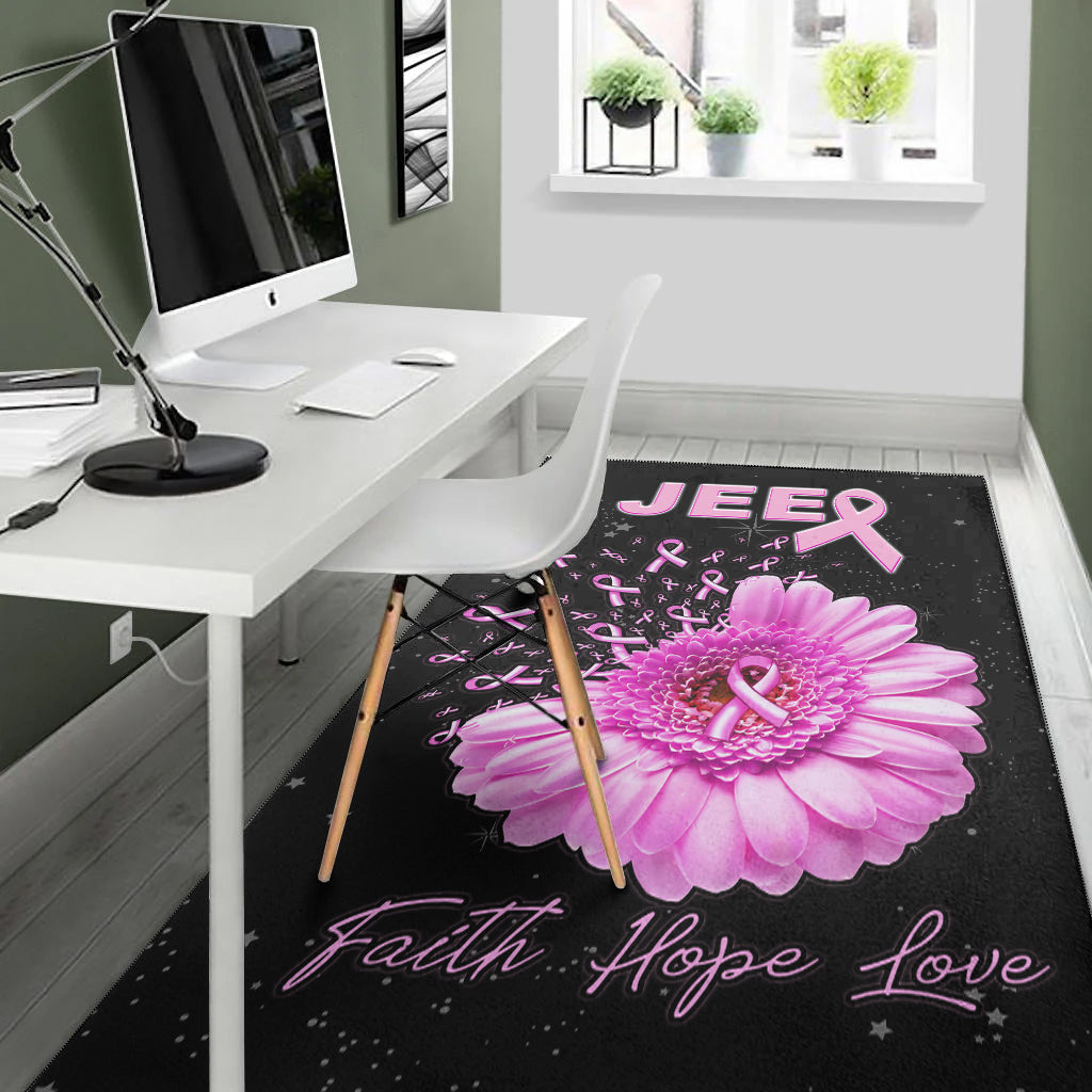 JEEP Breast Cancer - Area Rug Flowers with Flag American LT13