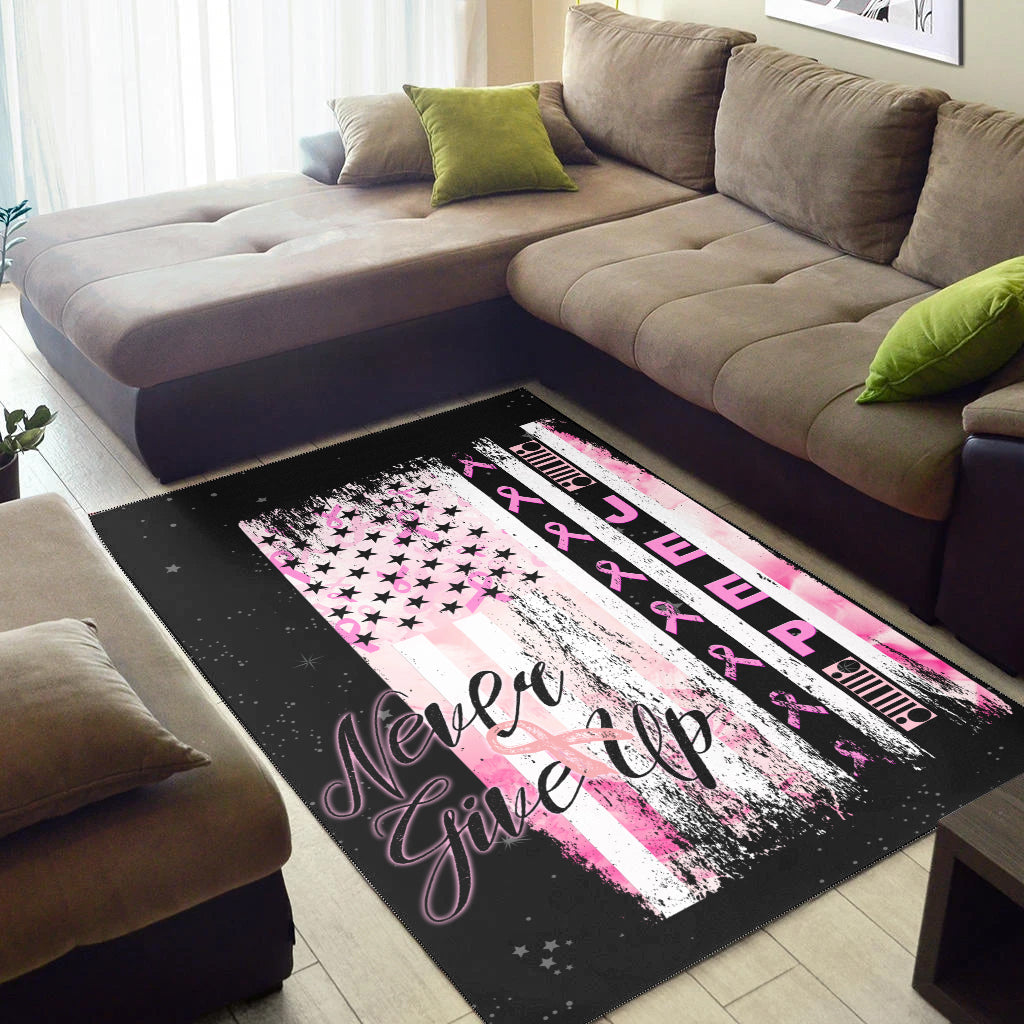 JEEP Breast Cancer - Area Rug Flag American with Flowers LT13